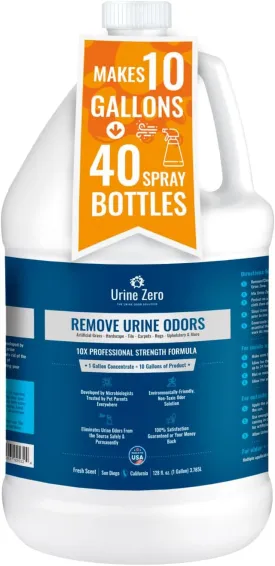 10X Concentrate  Professional Strength Pet Odor Eliminator | Bio-Enzyme Cleaner for Dog & Cat Urine | Makes 10 Gallons for Artificial Grass, Carpet, Patios & Kennels | Pet Safe