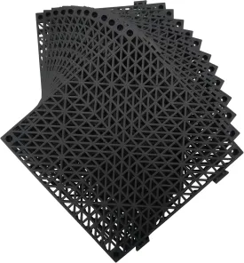 12 Pack Modular Interlocking Cushion 11.6" x 11.6" Rubber Mat Floor Tile Mats Drain Pool Patio Balcony Yard Pet Area Washer Pad(Black)