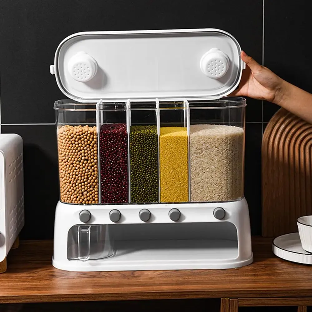 12L 5-Grid Airtight Rice & Cereal Dispenser