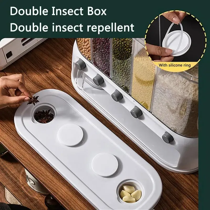 12L 5-Grid Airtight Rice & Cereal Dispenser