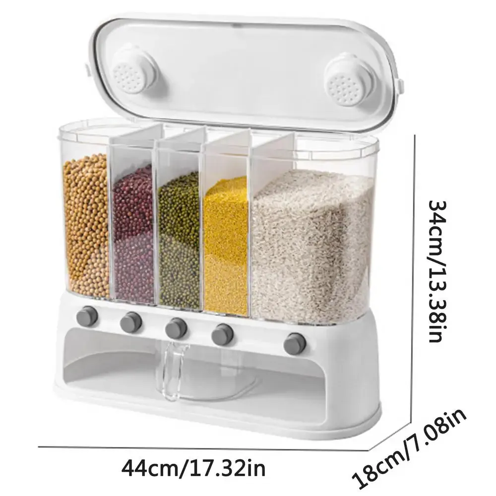 12L 5-Grid Airtight Rice & Cereal Dispenser
