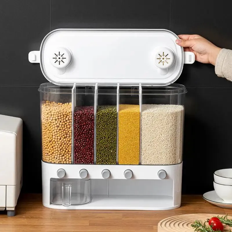 12L 5-Grid Airtight Rice & Cereal Dispenser