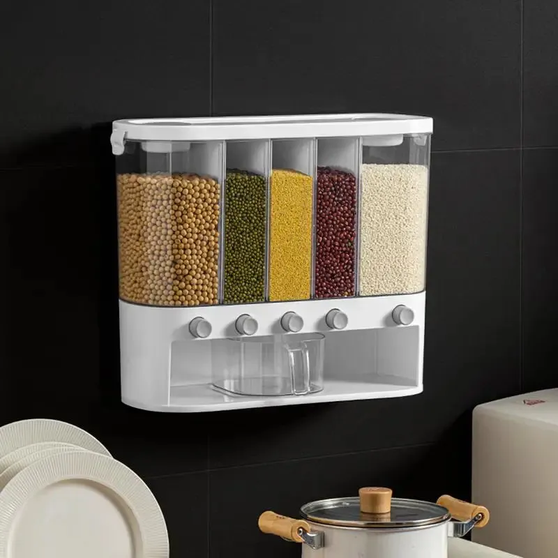 12L 5-Grid Airtight Rice & Cereal Dispenser