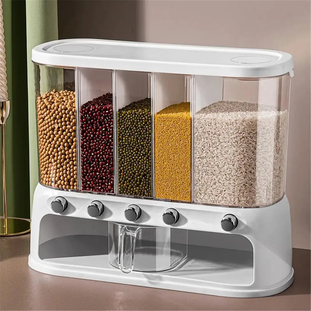12L 5-Grid Airtight Rice & Cereal Dispenser