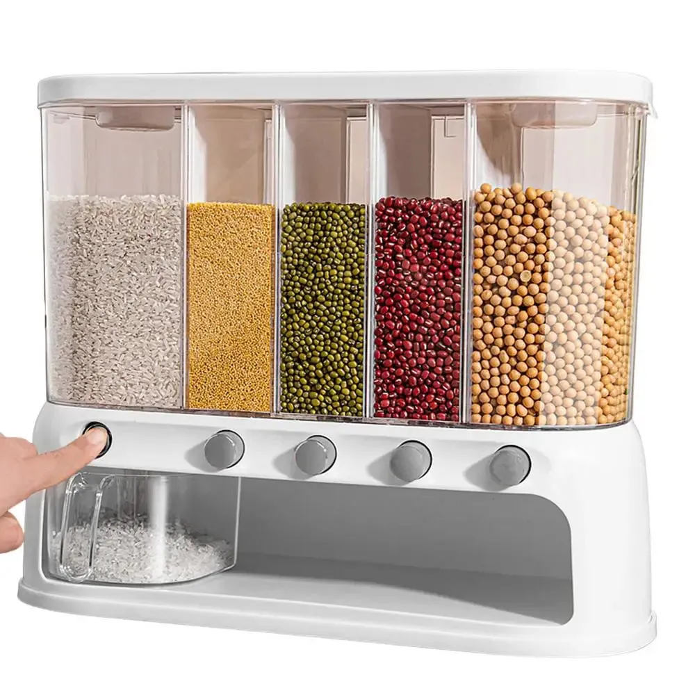 12L 5-Grid Airtight Rice & Cereal Dispenser
