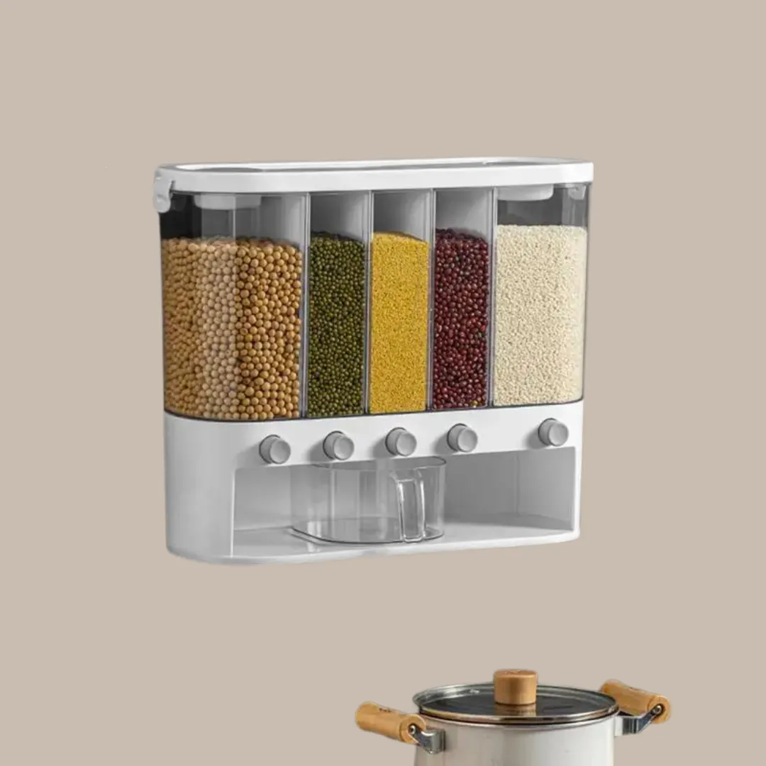 12L 5-Grid Airtight Rice & Cereal Dispenser
