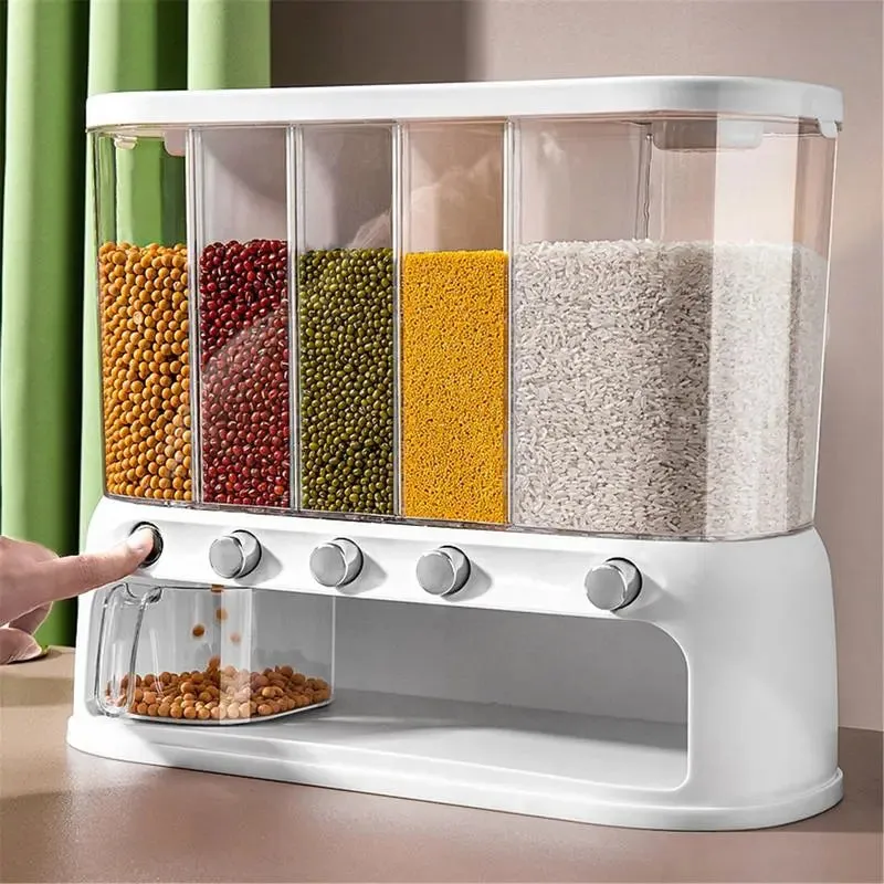 12L 5-Grid Airtight Rice & Cereal Dispenser