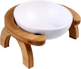 1Set Elevated Pet Feeding Bowl with Wooden Stand Skid Design for Cats and Dogs Tilted Bowls Non Slip Pet Food and Water Station Easy to