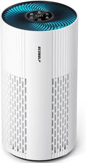 Air Purifiers for Home Large Room with 20dB Sleep Mode, 360 Air Intake & Outlet, HEPA Air Purifier for Bedroom Pets Cover Up to 1076 Ft,Air Cleaner with 7 Color Light, HAP604, Bright White