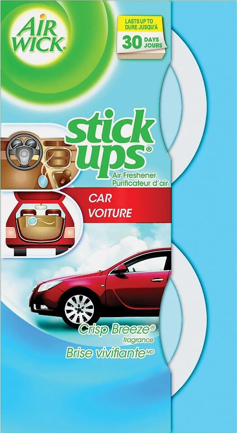 Air Wick Stick Ups Car Air Freshener, Crisp Breeze (Packaging May Vary), 2ct (Pack of 2)