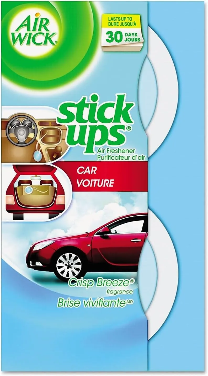 Air Wick Stick Ups Car Air Freshener, Crisp Breeze (Packaging May Vary), 2ct (Pack of 2)