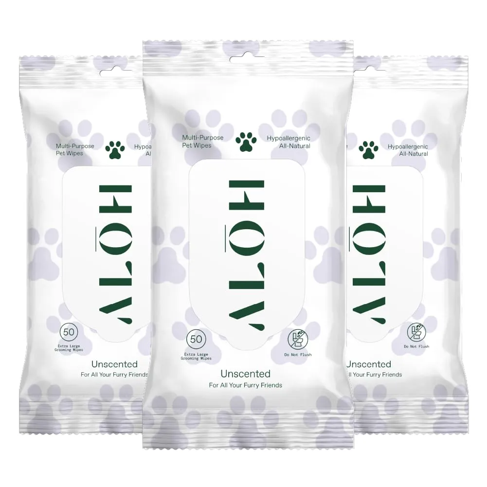 ALH Hypoallergenic | All-Natural | Multi-Purpose Pet Wipes, Unscented 50ct Wipes | 3 Pack of 50ct Wipes (150 Wipes)