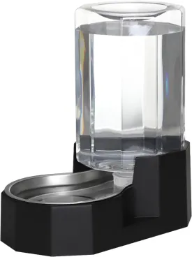 Automatic Pet Water Dispenser with Stainless Steel Bowl, Gravity Waterer, Angular Water Feeder for Small to Large Dogs and Cats (Black, 6L Without Filter)