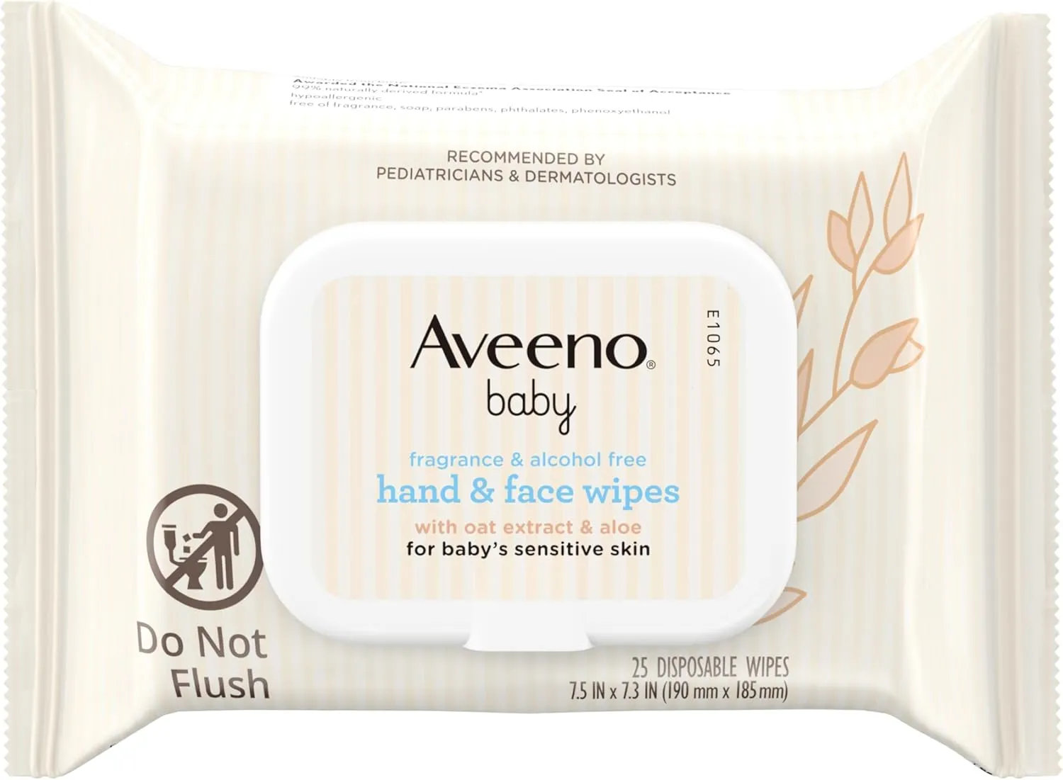 Aveeno Baby Fragrance-Free Hand & Face Wipes with Oat Extract & Aloe, Cleansing & Moisturizing Baby Wipes for Sensitive Skin, Sulfate-, Alcohol-, Paraben- & Dye-Free, Hypoallergenic, 25 ct (Pack of 4)