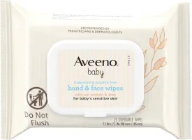 Aveeno Baby Fragrance-Free Hand & Face Wipes with Oat Extract & Aloe, Cleansing & Moisturizing Baby Wipes for Sensitive Skin, Sulfate-, Alcohol-, Paraben- & Dye-Free, Hypoallergenic, 25 ct (Pack of 4)