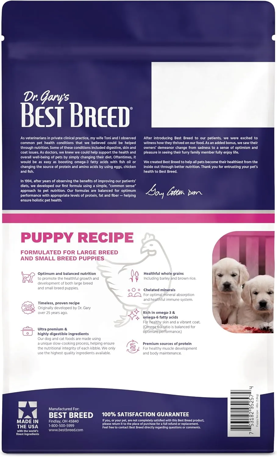 Best Breed Puppy Diet Made in USA [Natural Dry Puppy Food for Large Breed and Small Breed Puppies]- 4lbs.