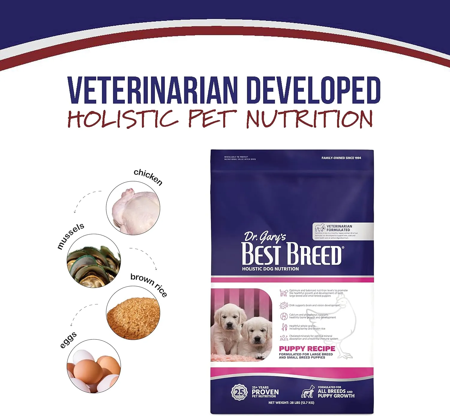 Best Breed Puppy Diet Made in USA [Natural Dry Puppy Food for Large Breed and Small Breed Puppies]- 4lbs.