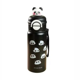 Black 3d Panda Stainless Steel Kids Water Bottle, 550ml