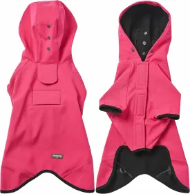 Blueberry Pet 10" Waterproof Dog Softshell Jacket, Hooded Raincoat and Windbreaker with Leash & Harness Hole, Pink, Outdoor Rain Gear for Dogs