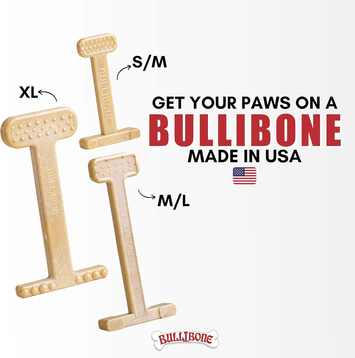 Bullibone Nylon Dog Chew Toy Nylon Bone - Improves Dental Hygiene, Easy to Grip Bottom, and Permeated with Flavor (Peanut Butter, Large - 3 Pack)