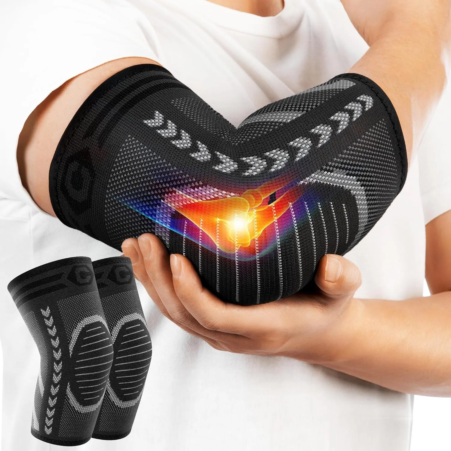 CAMBIVO 2 Pack Tennis Elbow Brace for Tendonitis and Tennis Elbow,Golfers Elbow, Arm Compression Sleeves for Women and Men, Bceps Support Sleeve for Weightlifting, Basketball and Workout