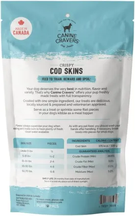 Canine Cravers Single Ingredient Dog Treats  Wild Caught Crispy Cod Skins - Human Grade Air Dried Hypoallergenic Pet Food  Grain, Gluten, and Soy Free  100% All Natural  4 oz