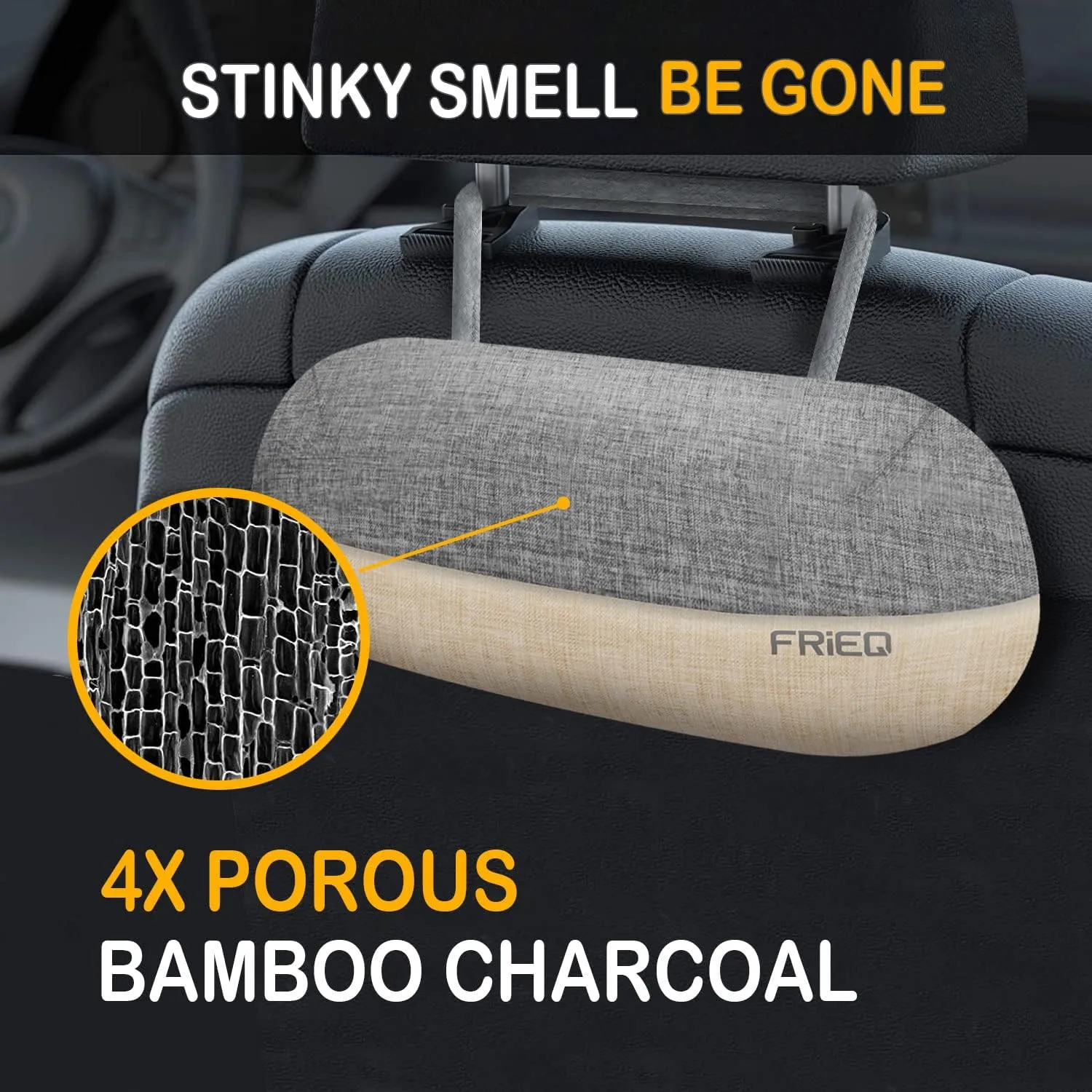 Car Air Freshener, 100% Activated Bamboo Charcoal Air Purifying Bag | Lasts 365  Days | Fragrance-Free Deodorizer - Absorb Smoke Smell and Bad Odors2 Pack