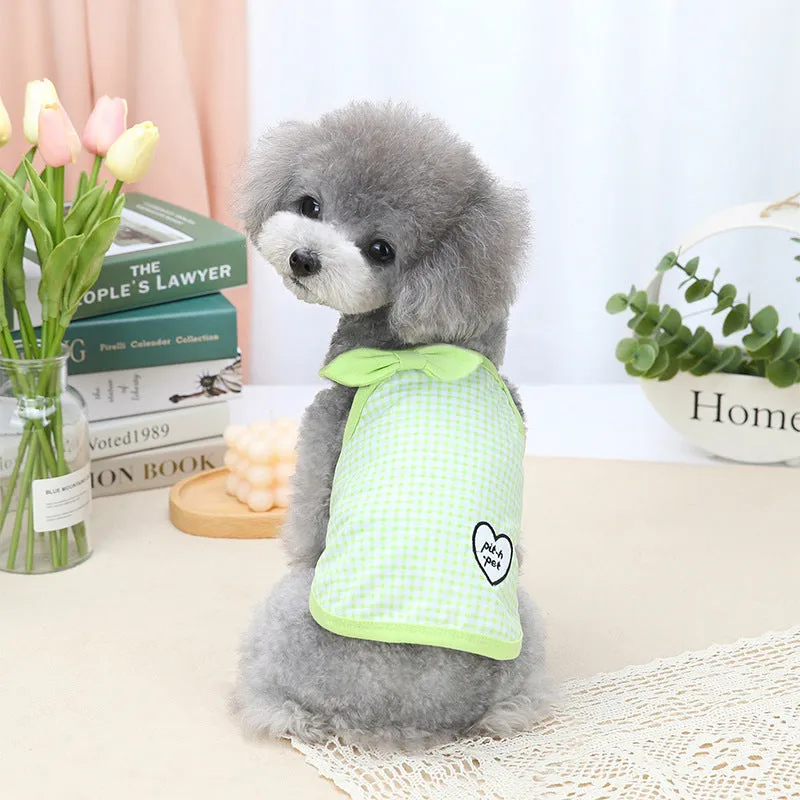 Cute Love Heart Plaid Shirt Small Dog