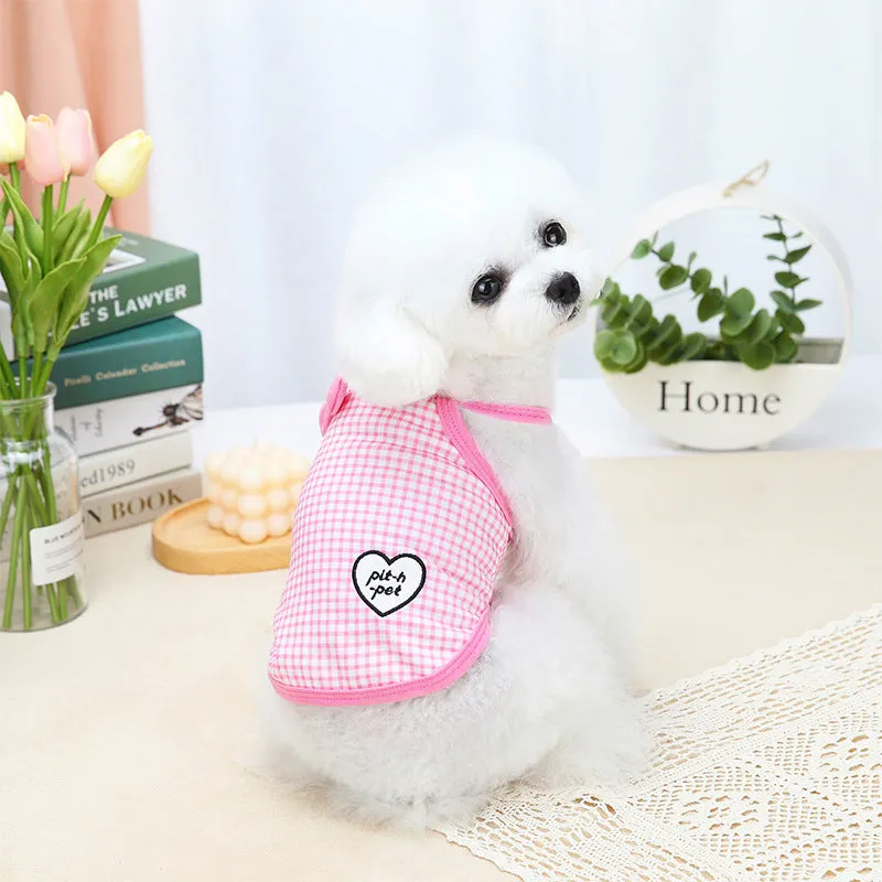 Cute Love Heart Plaid Shirt Small Dog
