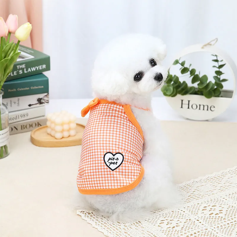 Cute Love Heart Plaid Shirt Small Dog