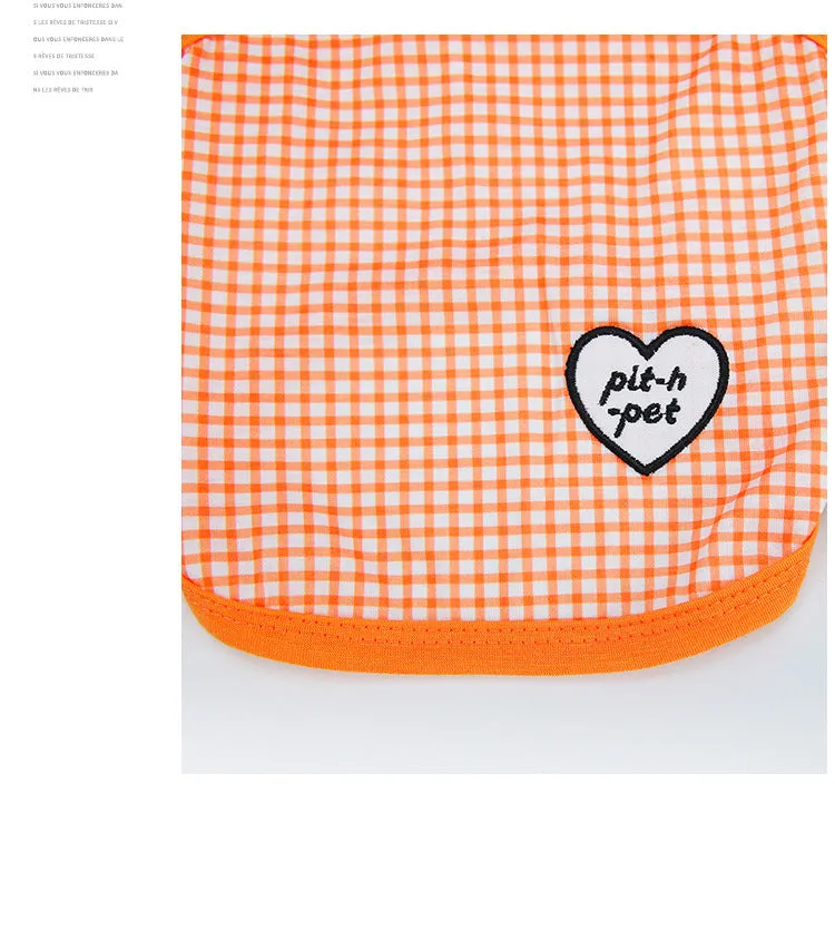 Cute Love Heart Plaid Shirt Small Dog