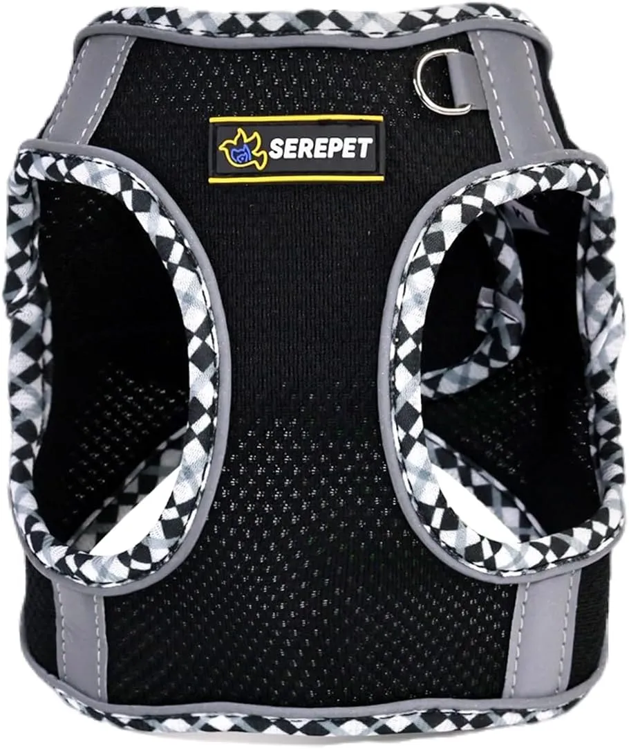 Dog No Pull Harness for Small Medium Puppies, Step in, No Choke & Soft Breathable Vest Harnesses for Walking Running Training, with Leash Set, L Black Edging