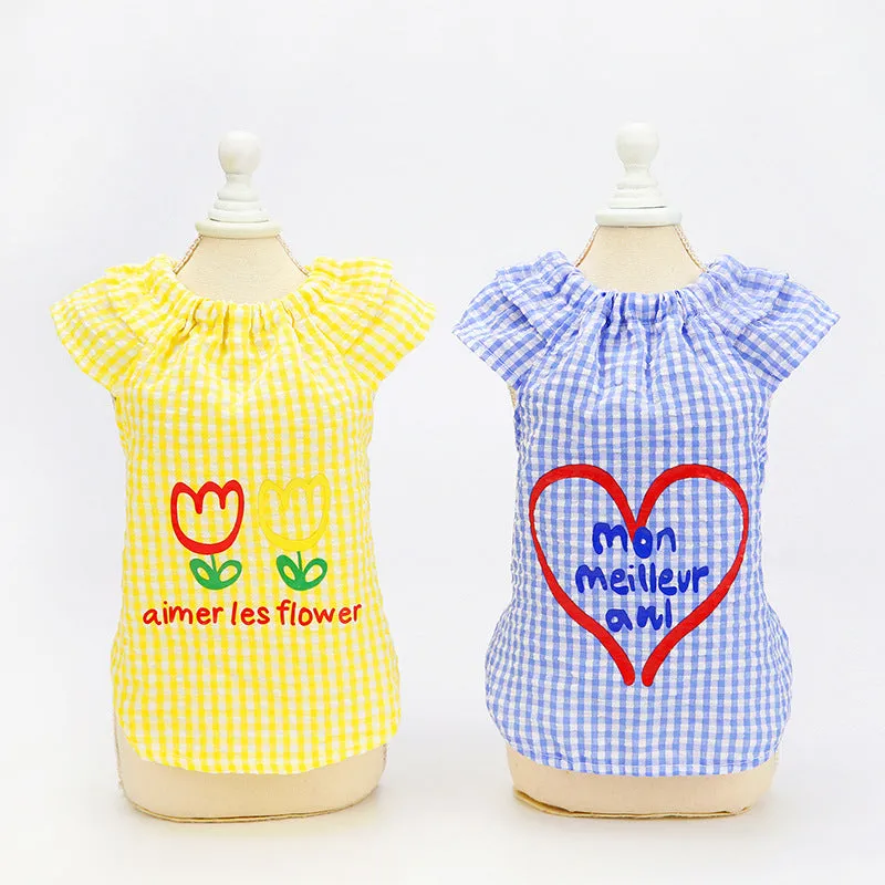 Dog Plaid Shirt Breathable Cute Pet Clothes