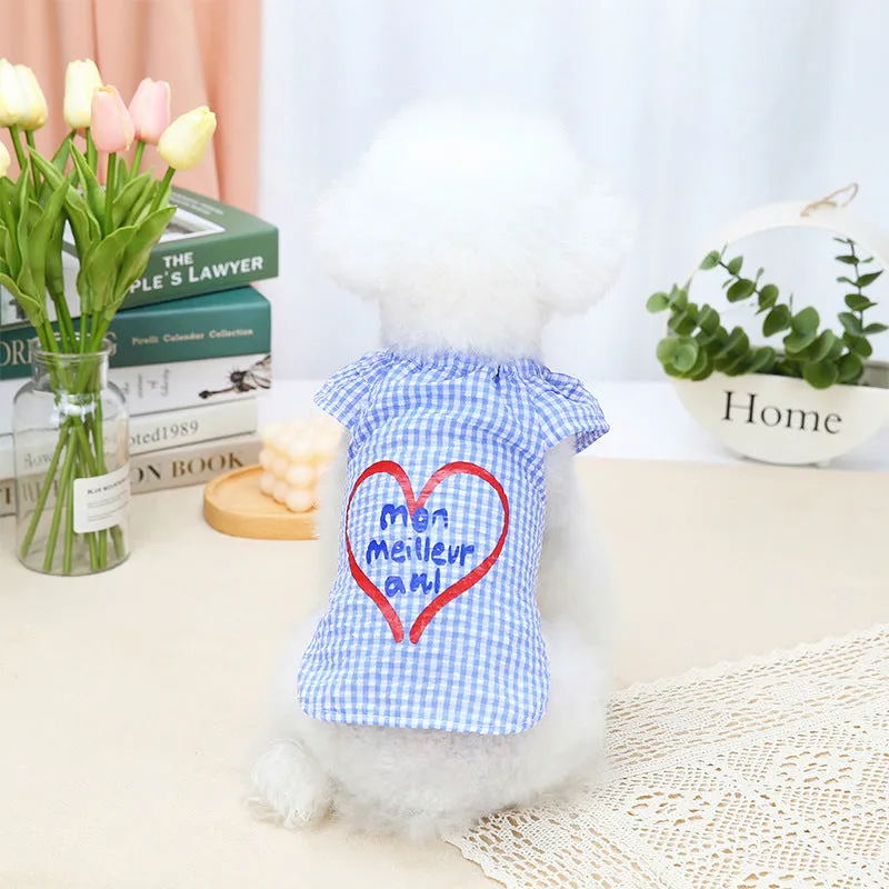 Dog Plaid Shirt Breathable Cute Pet Clothes