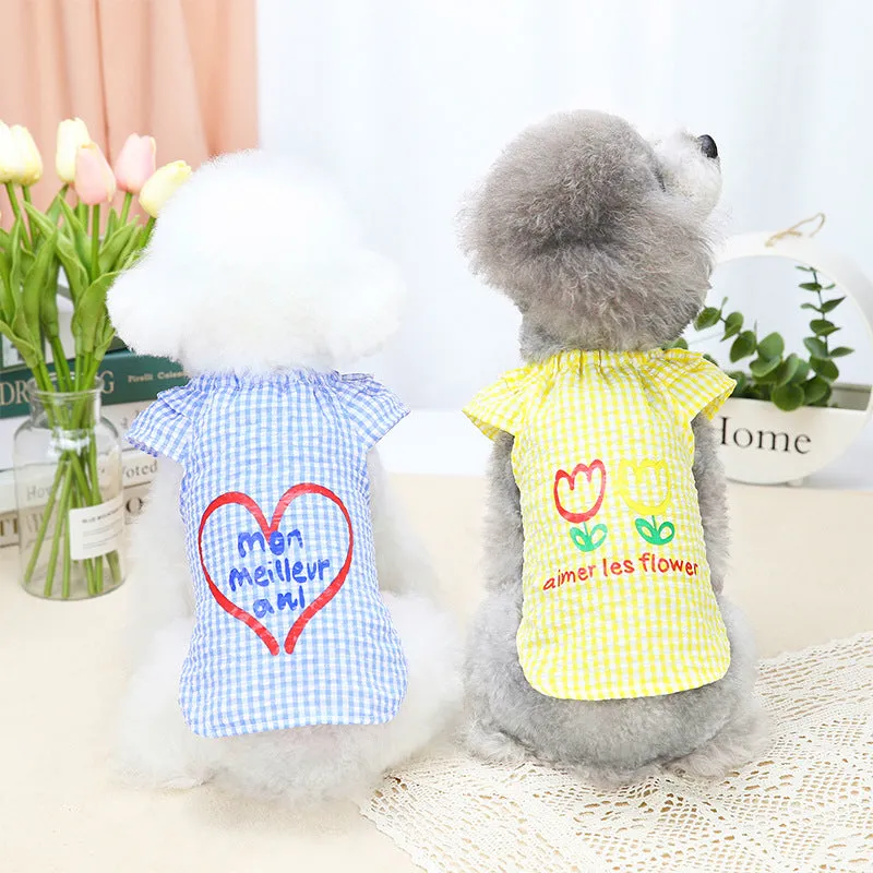 Dog Plaid Shirt Breathable Cute Pet Clothes