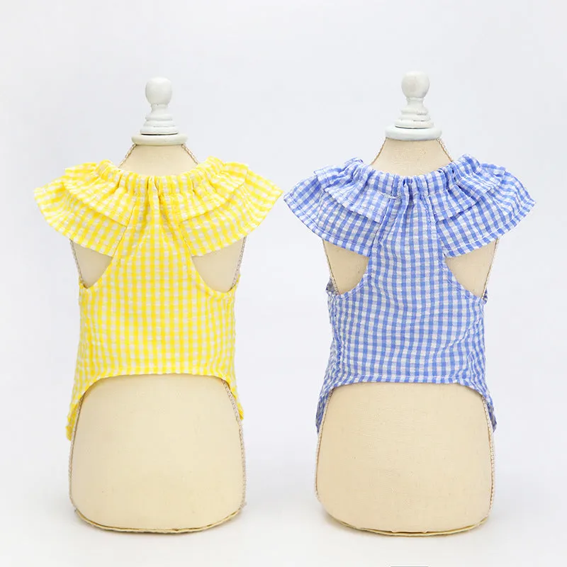 Dog Plaid Shirt Breathable Cute Pet Clothes