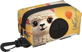 Dog Poop Bag Holder For Leash, Lightweight Dispenser For Pet Waste Bags Cartoon Alpaca Cute Animal Puppy Potty Carrier Small Doggy Zipper Pouch With Carabiner Clip