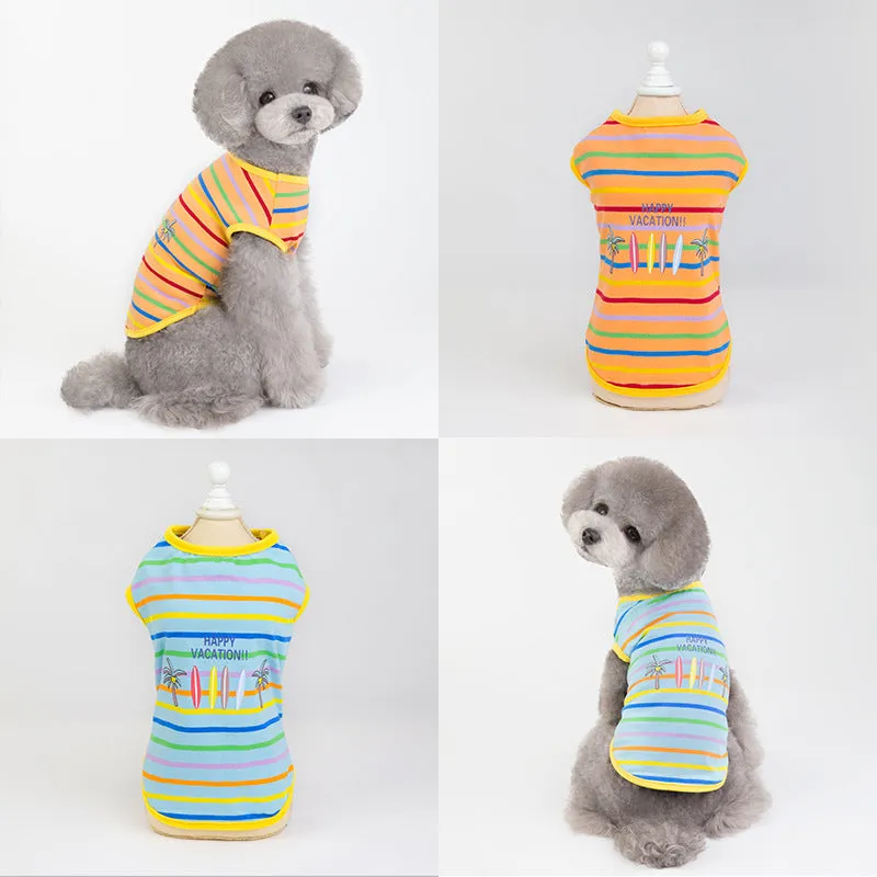 Dog Stripe Shirt Puppy Happy Vacation Vest