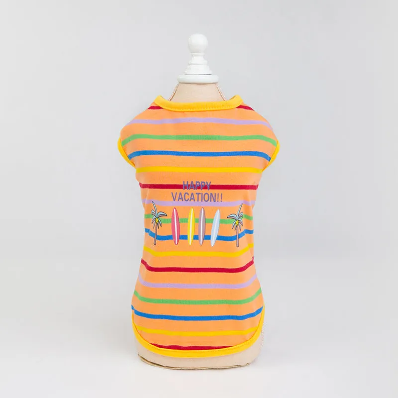 Dog Stripe Shirt Puppy Happy Vacation Vest