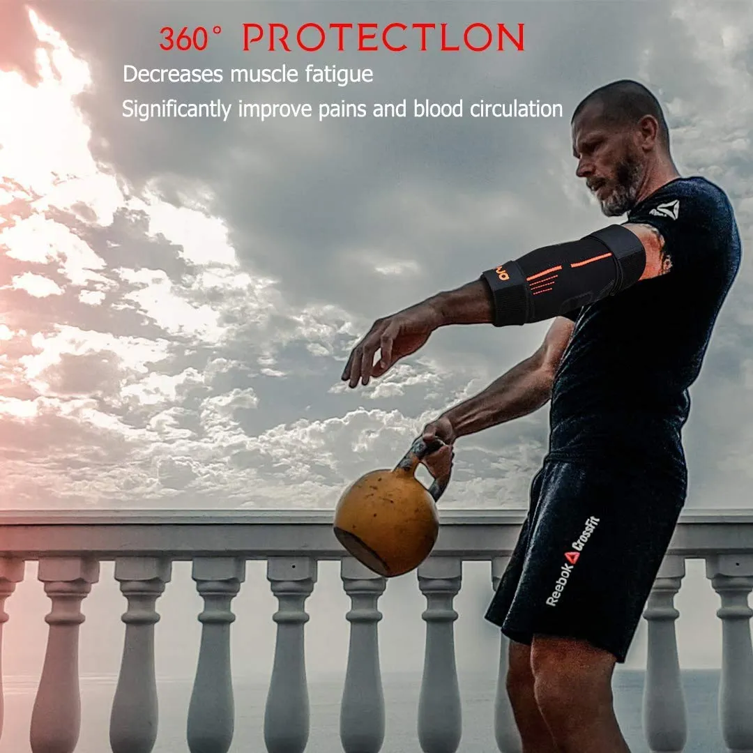 Elbow Compression Sleeve Weightlifting - Golfers Elbow Brace for Tendonitis and Tennis Elbow Brace for Men Women, Elbow Support Strap Cubital Tunnel Brace for Sleeping Ulnar Nerve Entrapment Relief