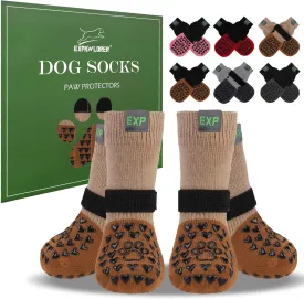 EXPAWLORER Anti Slip Dog Socks to Prevent Licking Paws - Dog Shoes for Hot Pavement, Dog Boots & Paw Protectors, Dog Booties for Hardwood Floors, Small Medium Large Senior Dogs