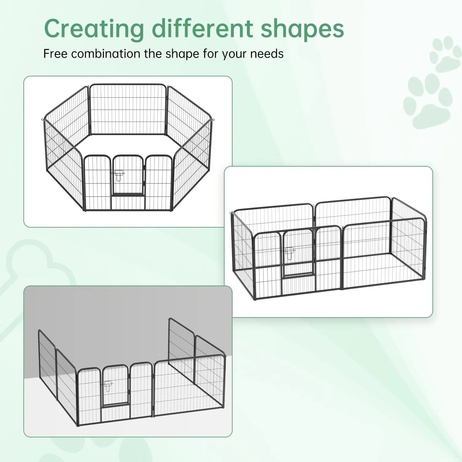 FDW Dog Playpen Dog Pen Dog Kennel 6 Panels 24 Inch Height Indoor Outdoor Folding Metal Portable Puppy Exercise Pen Heavy Duty Dog Fence for Yard Camping,Black