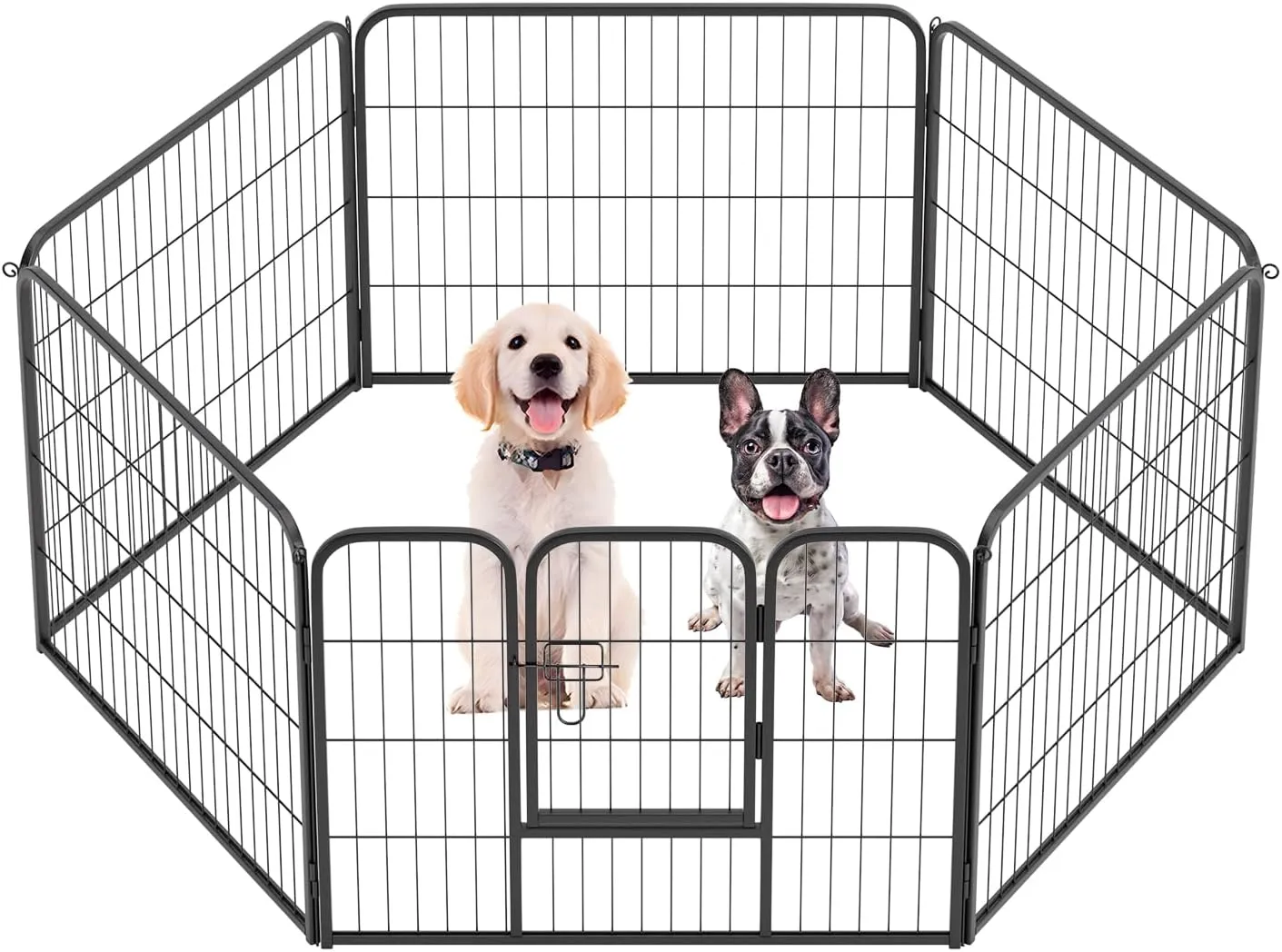 FDW Dog Playpen Dog Pen Dog Kennel 6 Panels 24 Inch Height Indoor Outdoor Folding Metal Portable Puppy Exercise Pen Heavy Duty Dog Fence for Yard Camping,Black