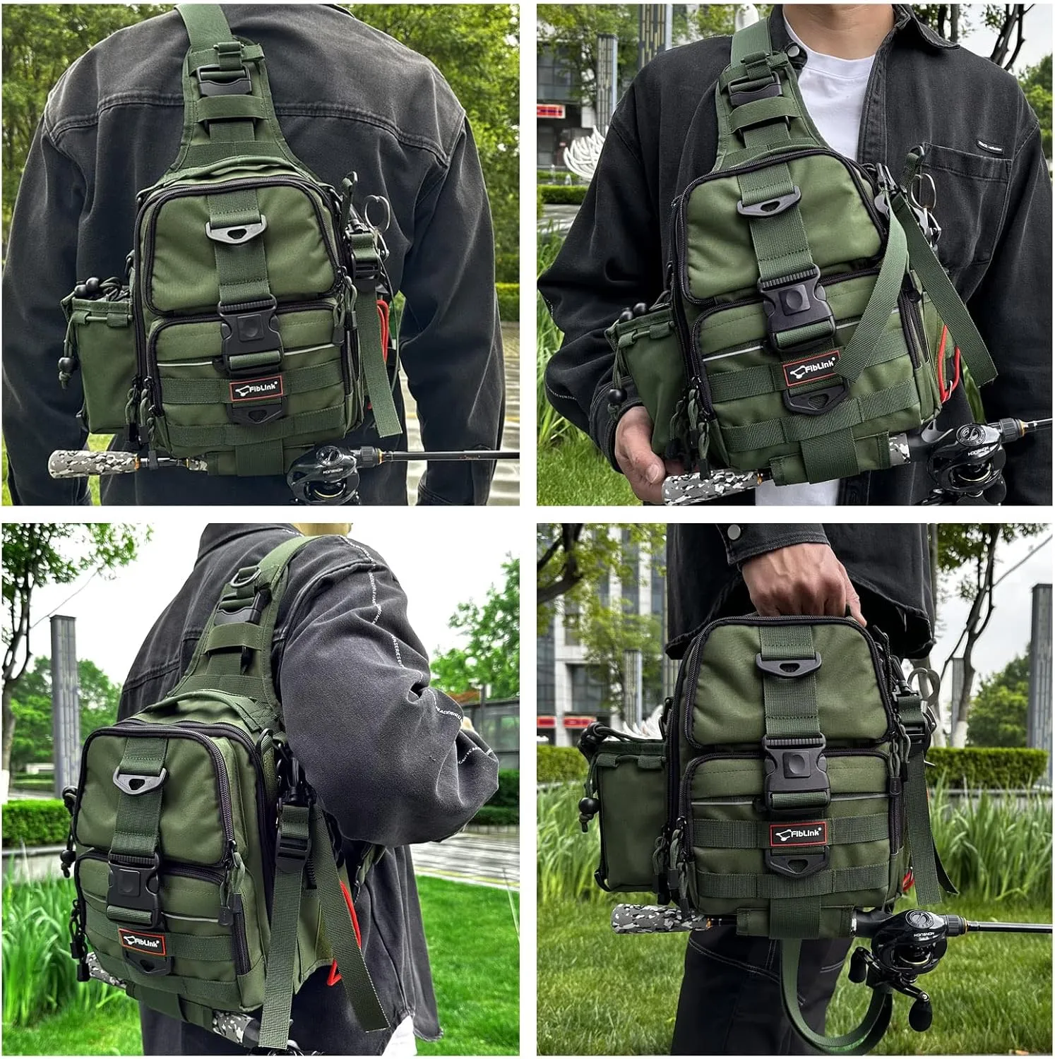 Fiblink Tackle Backpack - Water-Resistant Storage Pack With Rod & Gear Holder, Fishing Shoulder Bag