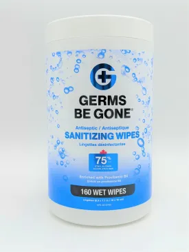 Germs Be Gone 75% Alcohol Tube wipes - 160 Count