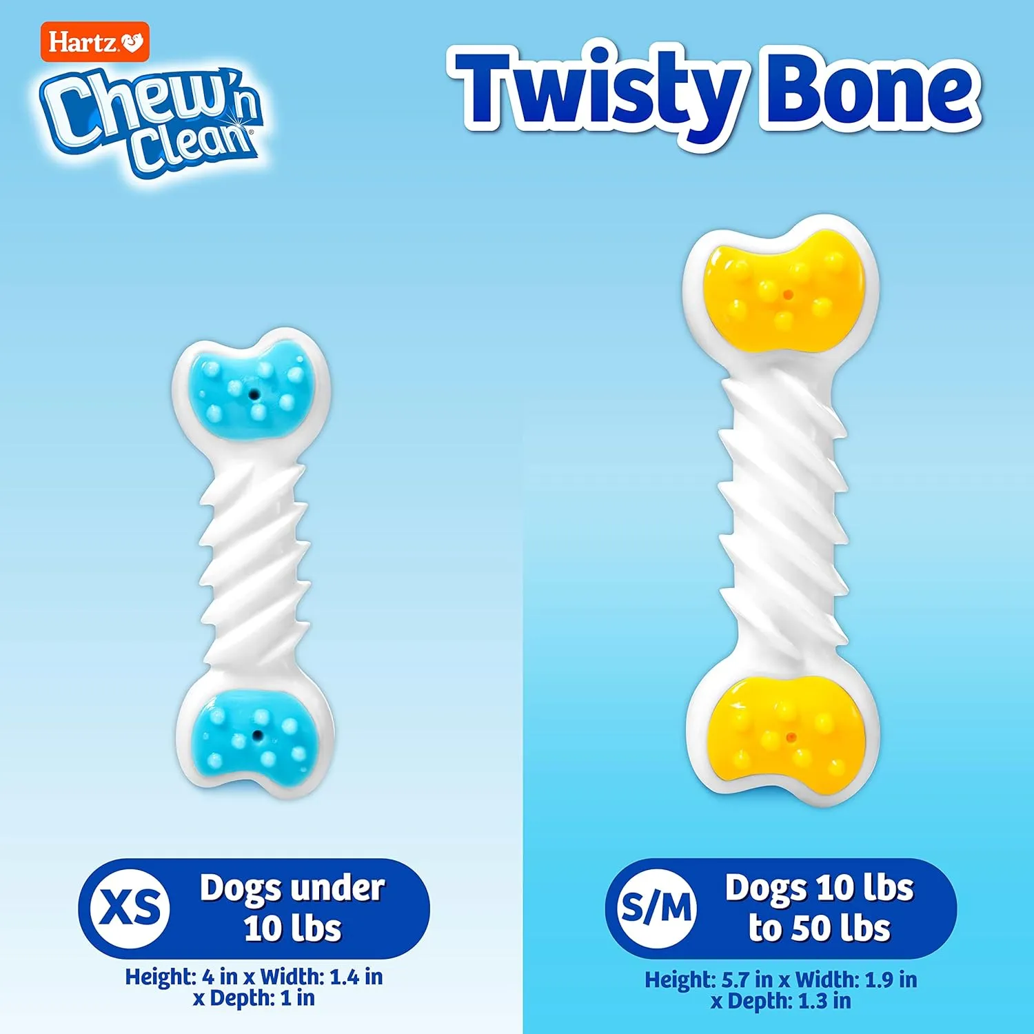 Hartz Chew n Clean Twisty Bone Dog Chew Toy, Bacon Scented for Moderate Chewers, Extra Small
