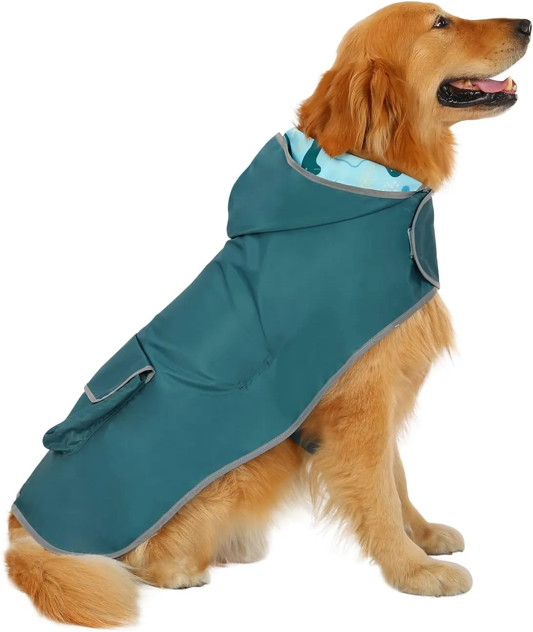 HDE Reversible Dog Raincoat Hooded Slicker Poncho Rain Coat Jacket for Small Medium Large Dogs Dinosaurs - XL