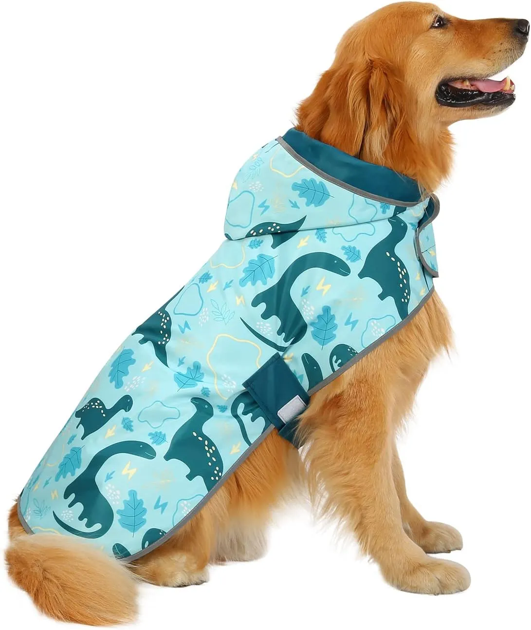 HDE Reversible Dog Raincoat Hooded Slicker Poncho Rain Coat Jacket for Small Medium Large Dogs Dinosaurs - XL