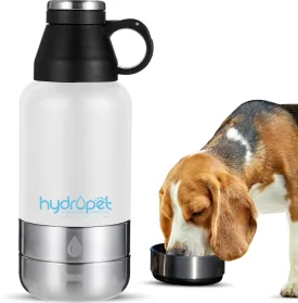 Hydropet Portable Dog Water Bottle (32 oz) - Insulated Dogs & Cats Travel Bottles, Stainless Steel - Detachable Dog Food Bowl and Water Bowl - Great for Daily Walks - Puppy Essentials & Accessories