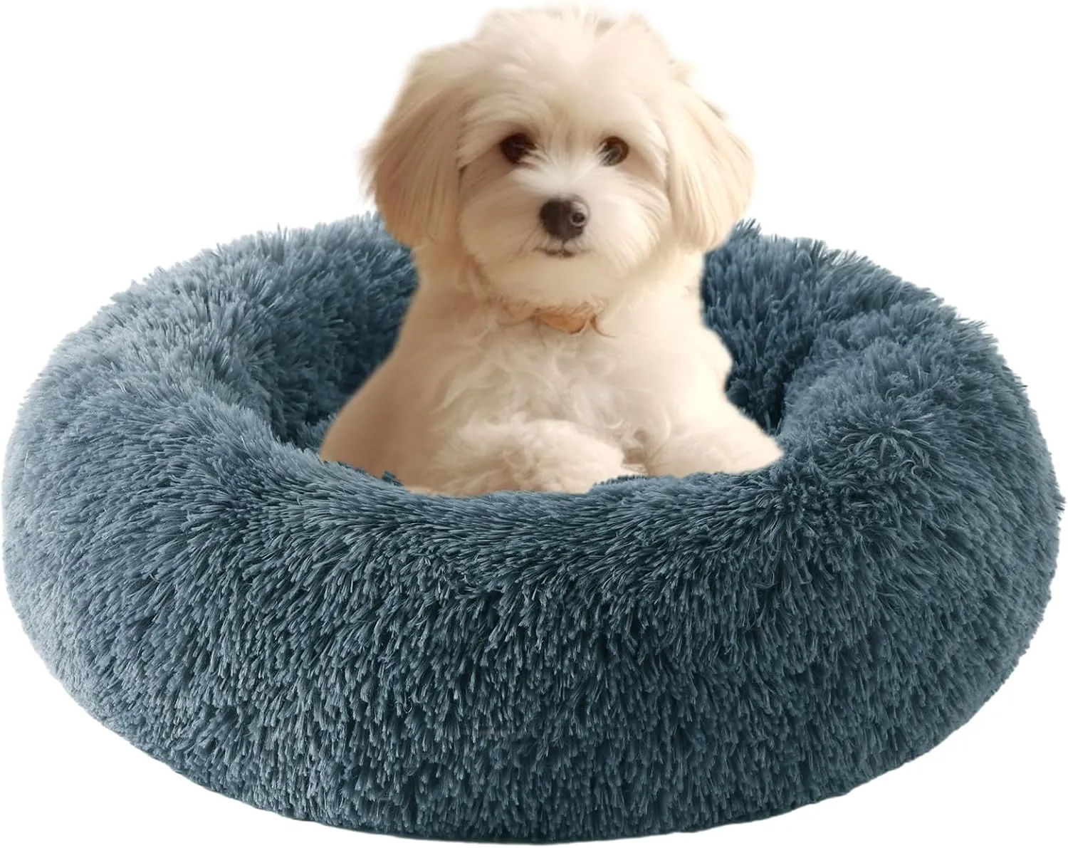 HYQ Small Dog Bed, Cat Beds for Indoor Cats, Pet Beds for Small Dogs, Fluffy Faux Fur Plush Small Dog Bed, Washable Puppy Bed with Anti-Slip Bottom, Dog Bed Small Size Dog (Blue Gray, 17 Inch)